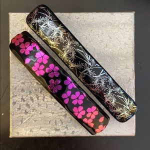 Dichroic Glass hair barrette x 2 large French clip